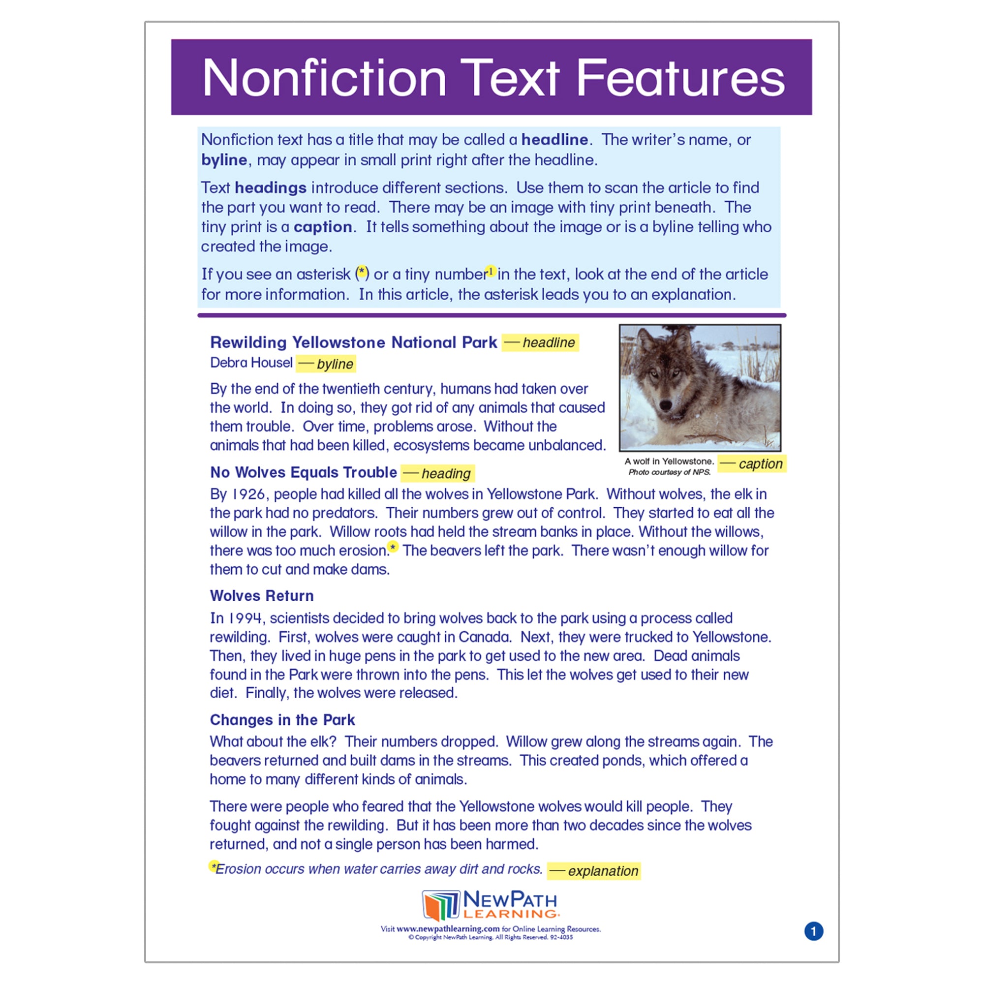 Nonfiction Text Features Learning Center, Grades 3-5