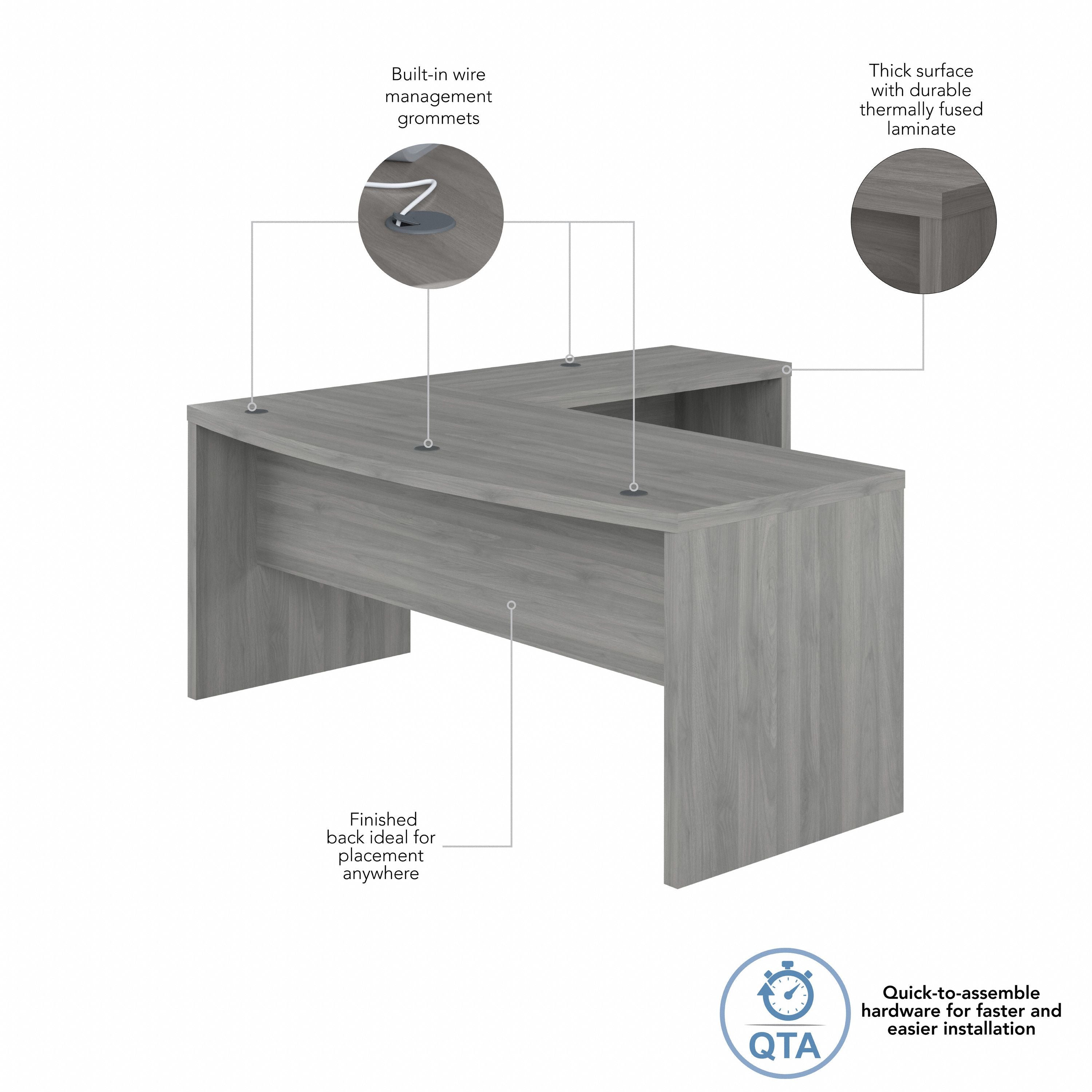 Bush Business Furniture Echo 72W Bow Front L Shaped Desk in Modern Gray - 71.97" Width x 77.32" Depth x 30" Height