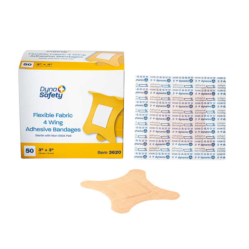 Adhesive Fabric Bandages Four Wing - Sterile, 3" x 3" - 50 pcs per Box/24 Boxes per Case