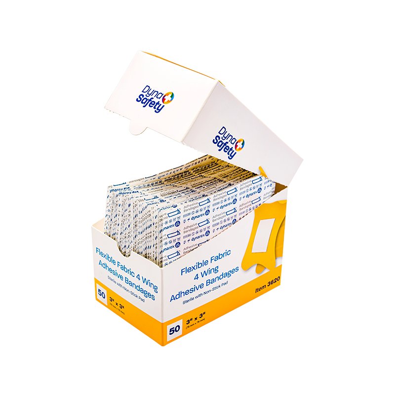 Adhesive Fabric Bandages Four Wing - Sterile, 3" x 3" - 50 pcs per Box/24 Boxes per Case