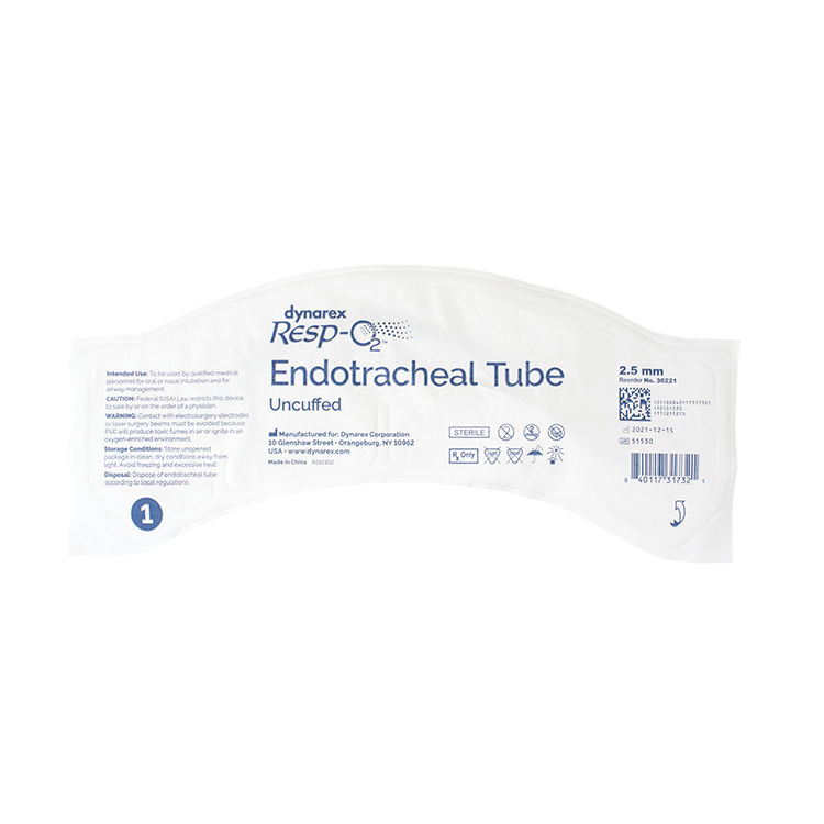 Endotracheal Tubes - Uncuffed, 2.5mm, 10 Quantity per Case