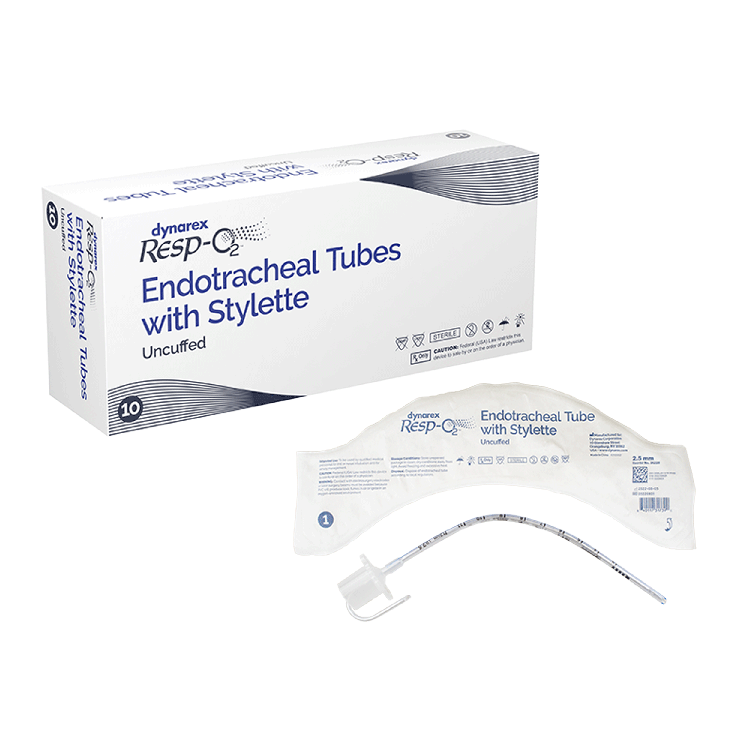 Endotracheal Tubes with Stylette - Uncuffed, 2.5mm, 10 Quantity per Case