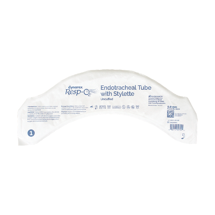 Endotracheal Tubes with Stylette - Uncuffed, 5.0mm, 10 Quantity per Case