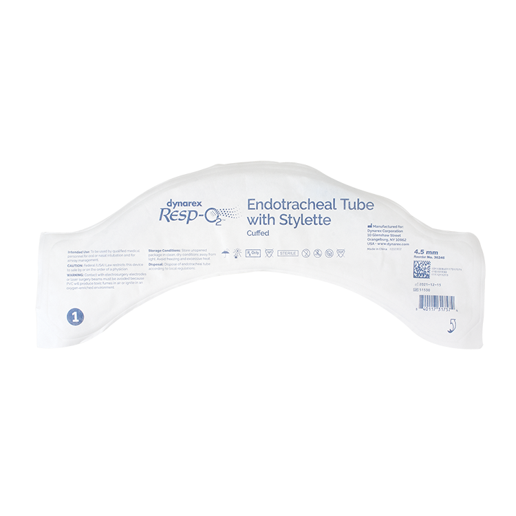 Endotracheal Tubes with Stylette - Cuffed, 4.5mm, 10 Quantity per Case