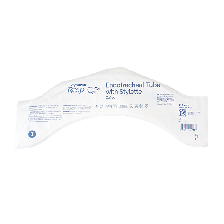 Endotracheal Tubes with Stylette - Cuffed, 7.5mm, 10 Quantity per Case