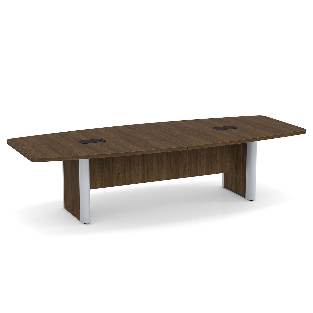 OfficeSource  Boat Shaped Conference Table with Elliptical Base - 10' - Modern Walnut