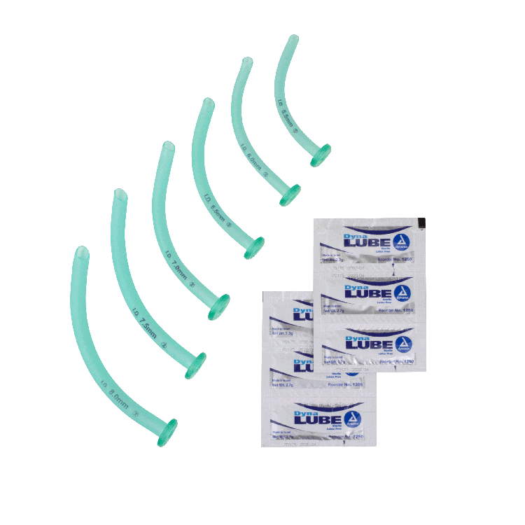 Nasopharyngeal Airway Kits - 6 NPA + 6 Dynalube Packets, 1 Kit per Case