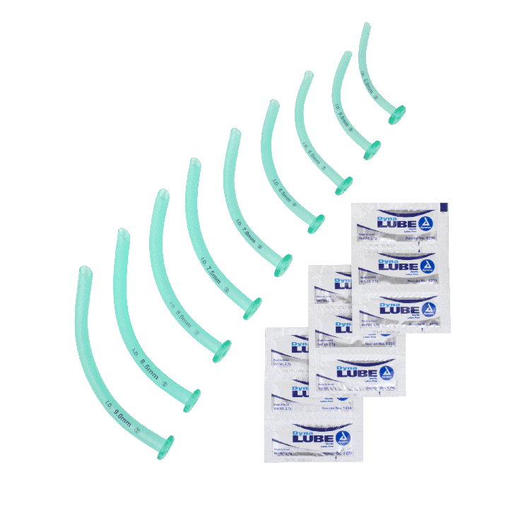 Nasopharyngeal Airway Kits - 9 NPA + 9 Dynalube Packets, 1 Kit per Case