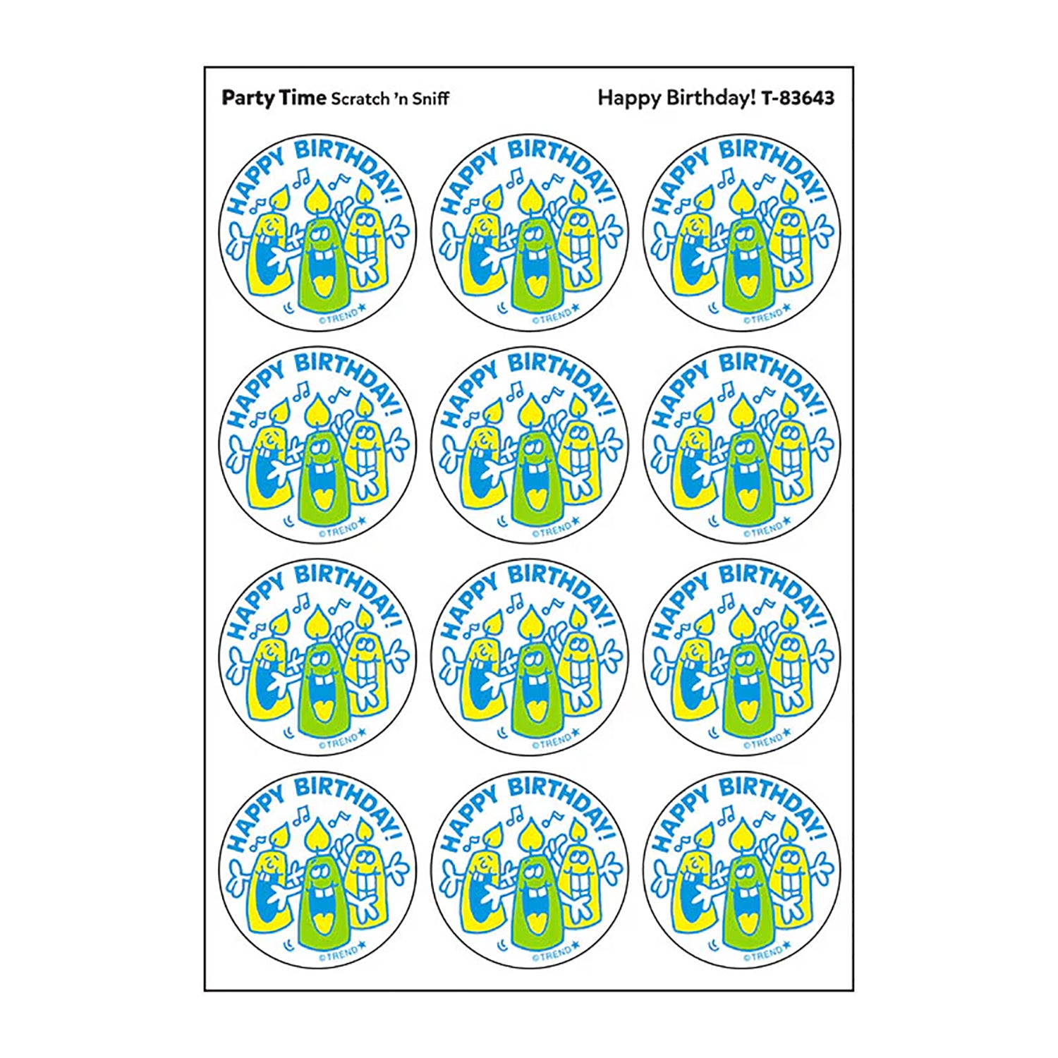 Happy Birthday!/Party Time scent Retro Scratch 'n Sniff Stinky Stickers®, 24 Per Pack, 6 Packs
