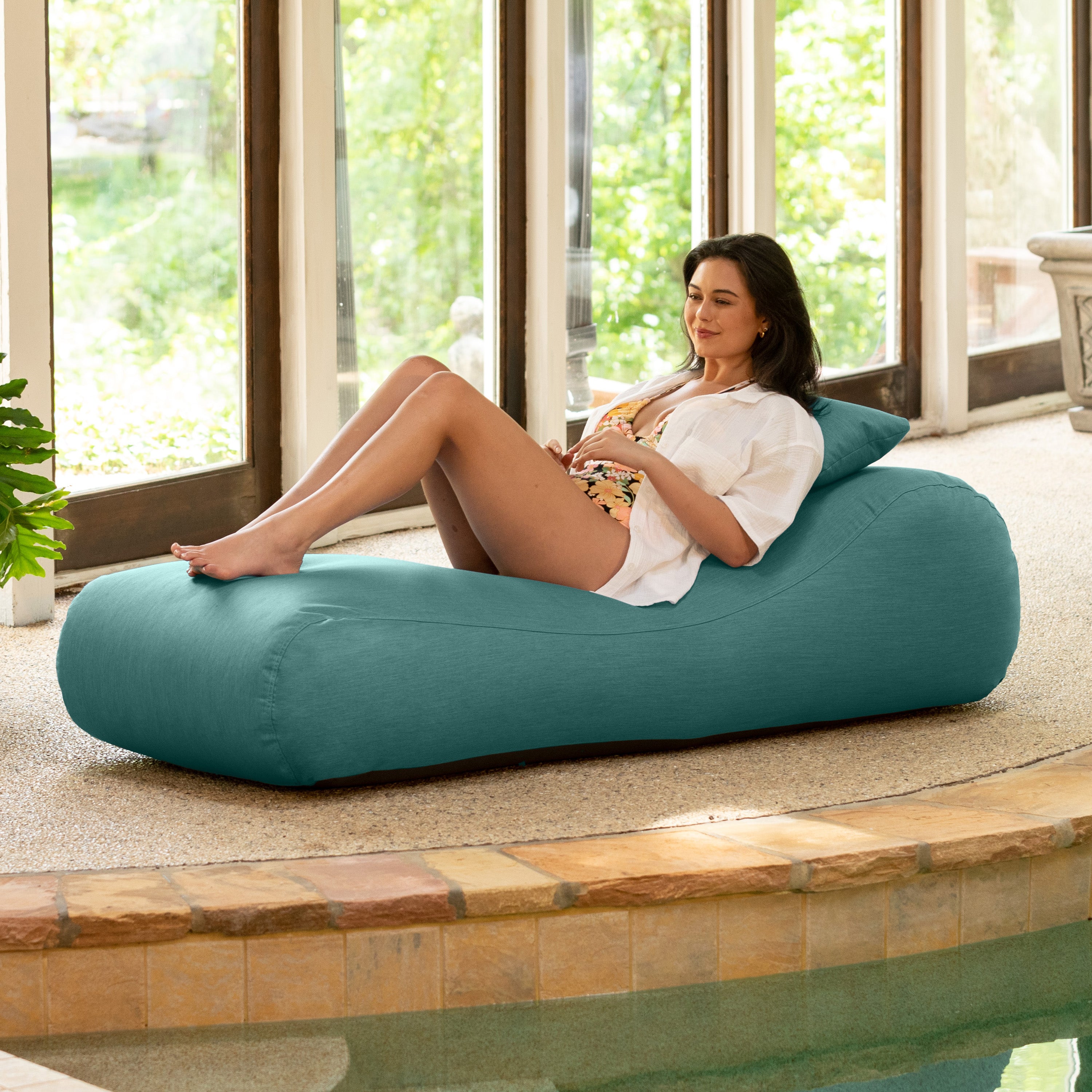 Arlo Outdoor Bean Bag Sun Lounger - Pool and Patio Chaise Recliner, Breeze