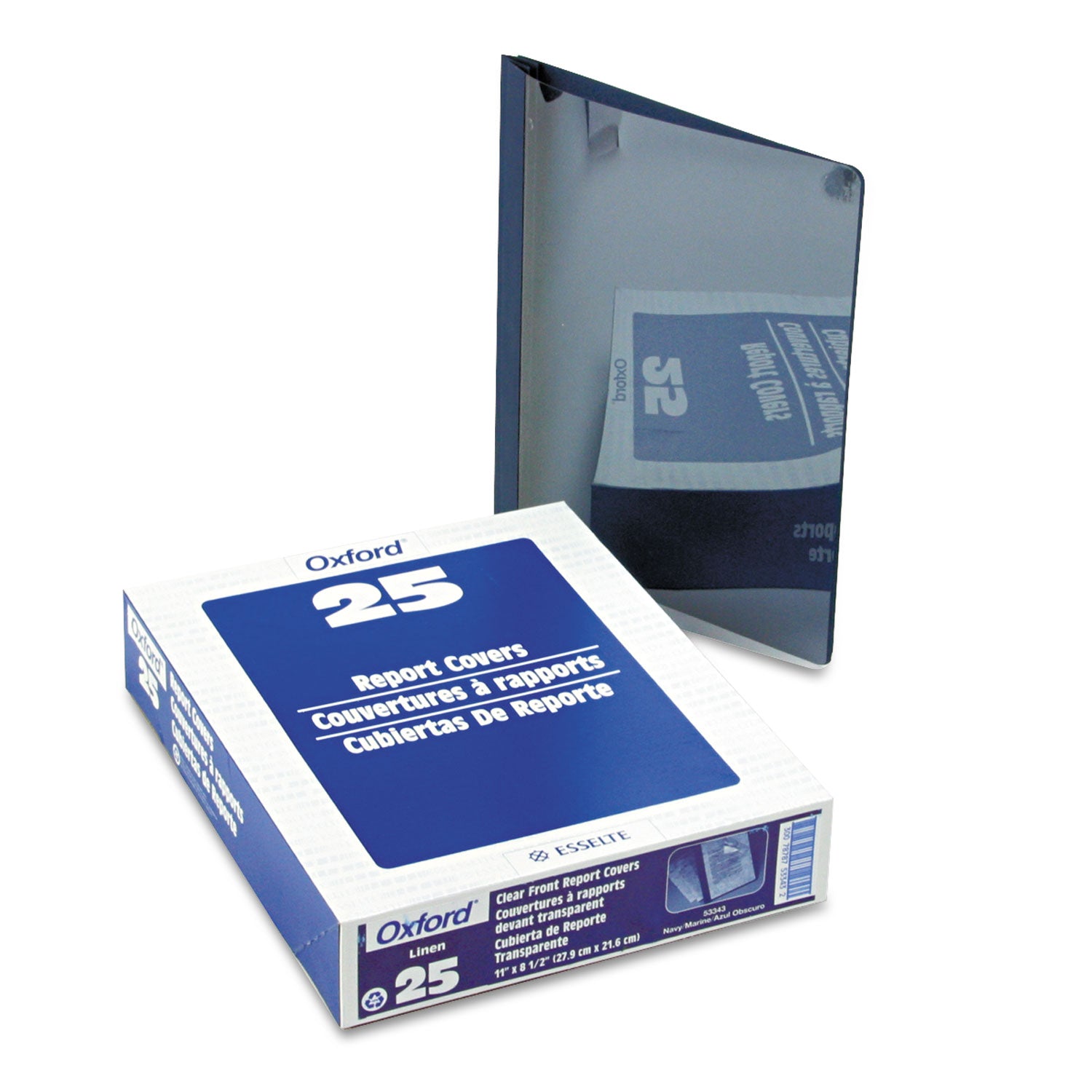 TOPS Letter Recycled Report Cover - 8 1/2" x 11" - 85 Sheets Capacity - 3 x Double Tang Fastener(s) - 1/2" for Folder - Navy - Clear Front, Punched, Acid-free, Embossed - 35% Fiber Recycled - 25 / Box
