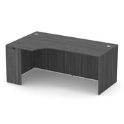 OfficeSource Laminate Credenza with Left Corner Extension - 66''W - Coastal Gray