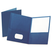 Oxford Letter Recycled Pocket Folder - 8 1/2" x 11" - 100 Sheets Capacity - 2 Internal Pocket(s) - Leatherette - Blue - Turned Edge - 10% Recycled - 25 / Box