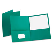 Oxford Letter Recycled Pocket Folder - 8 1/2" x 11" - 100 Sheets Capacity - 2 Internal Pocket(s) - Leatherette - Teal - Turned Edge - 10% Recycled - 25 / Box