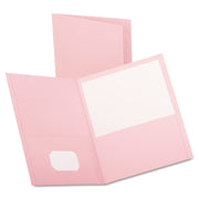 Oxford Letter Recycled Pocket Folder - 8 1/2" x 11" - 2 Pocket(s) - Leatherette - Pink - Turned Edge - 10% Recycled - 25 / Box