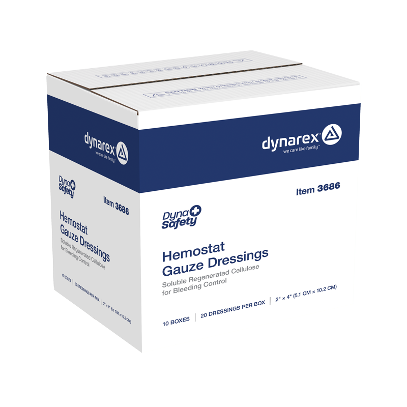 Hemostat Gauze Dressing, 2" x 4" - 20 pcs per Box/10 Boxes per Case