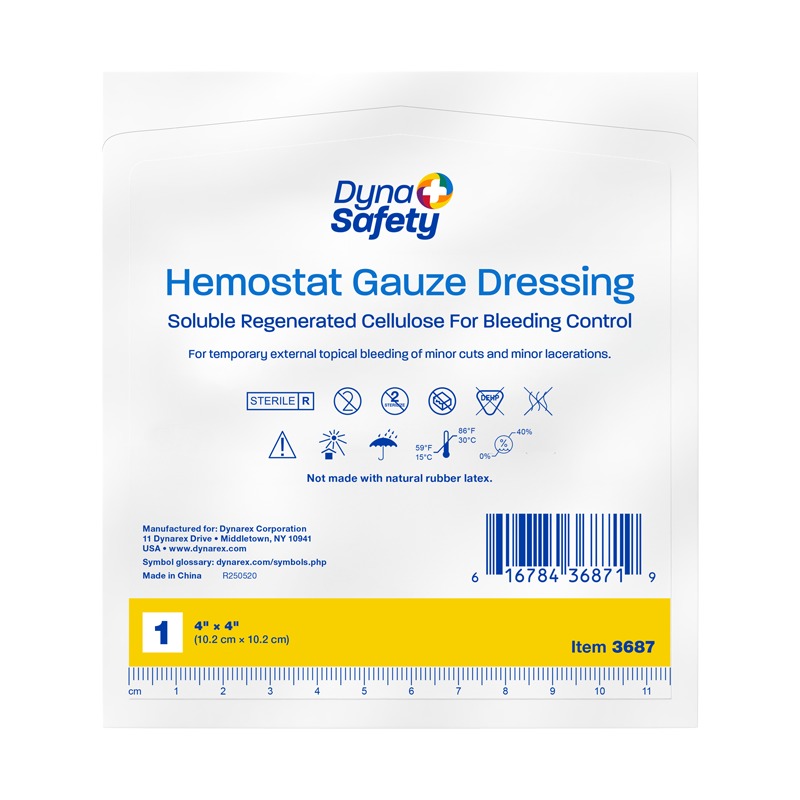Hemostat Gauze Dressing, 4" x 4" - 20 pcs per Box/10 Boxes per Case