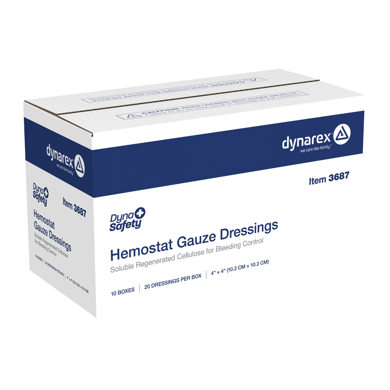 Hemostat Gauze Dressing, 4" x 4" - 20 pcs per Box/10 Boxes per Case
