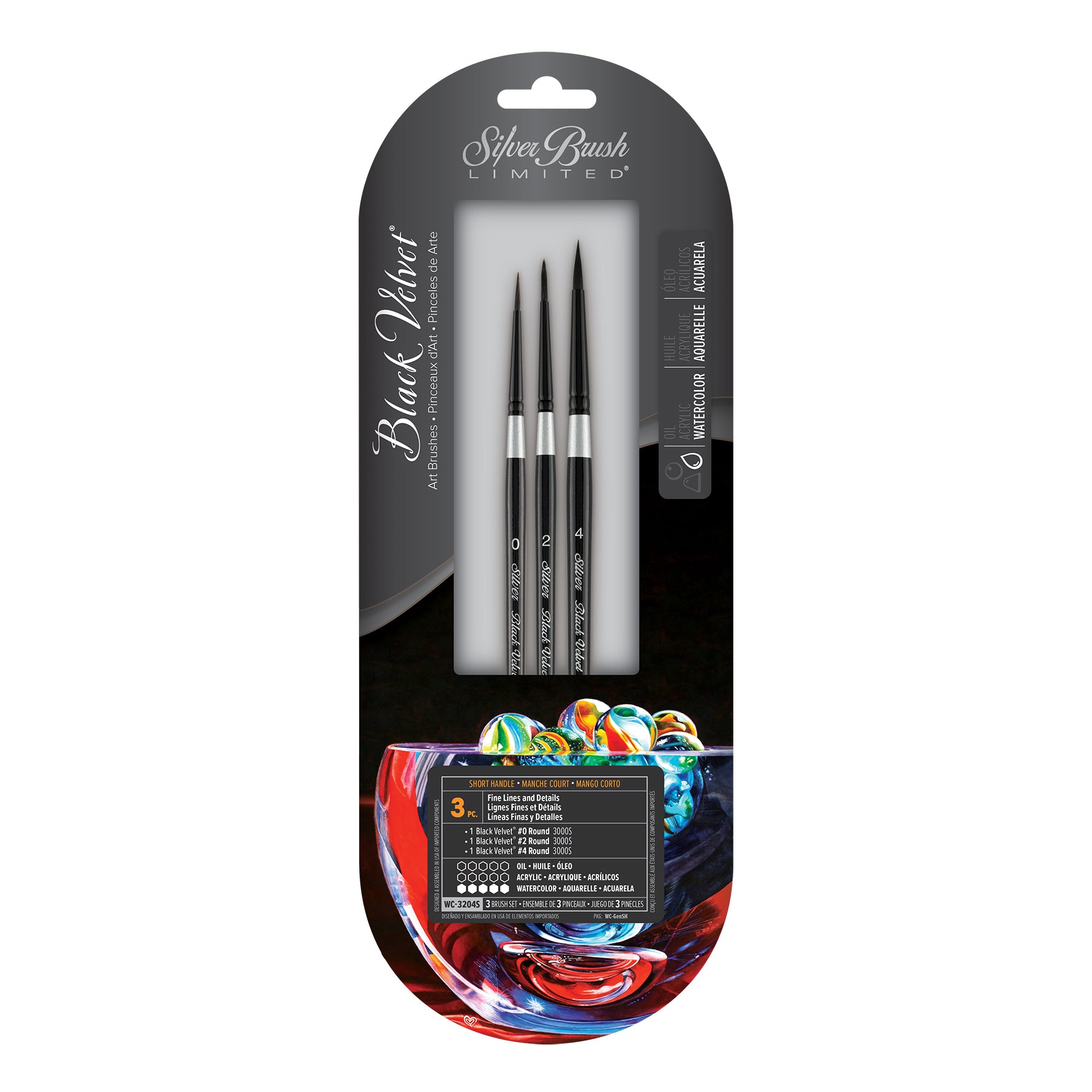 Black Velvet® 3-Piece Detail Round W/C Brush Set