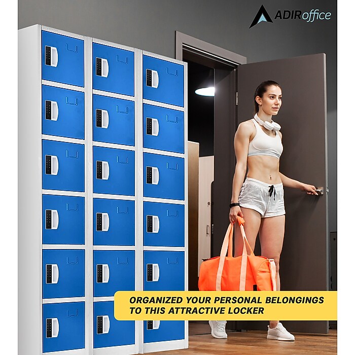 72" H x 12" W  6-Tier Steel Storage Locker with Digital Lock, Blue