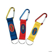 Metallic Clip Key Chains W/ Cross - 12 Pieces