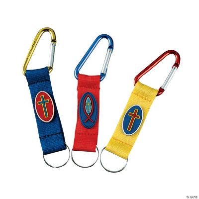 Metallic Clip Key Chains W/ Cross - 12 Pieces