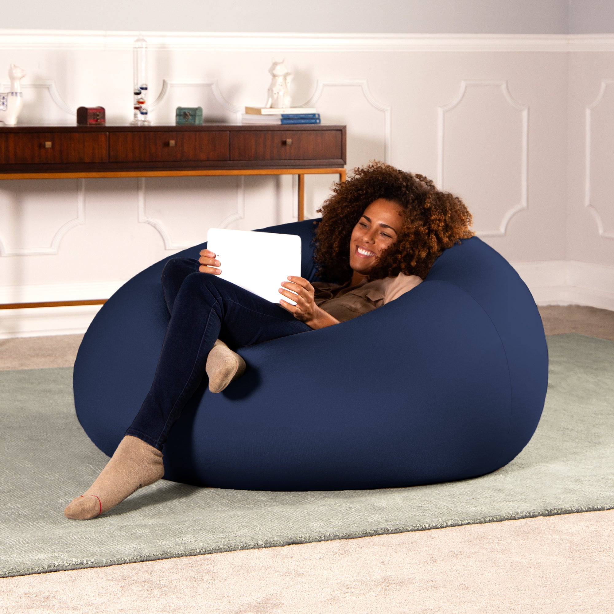 Nimbus Spandex Bean Bag Chair, Large, Navy