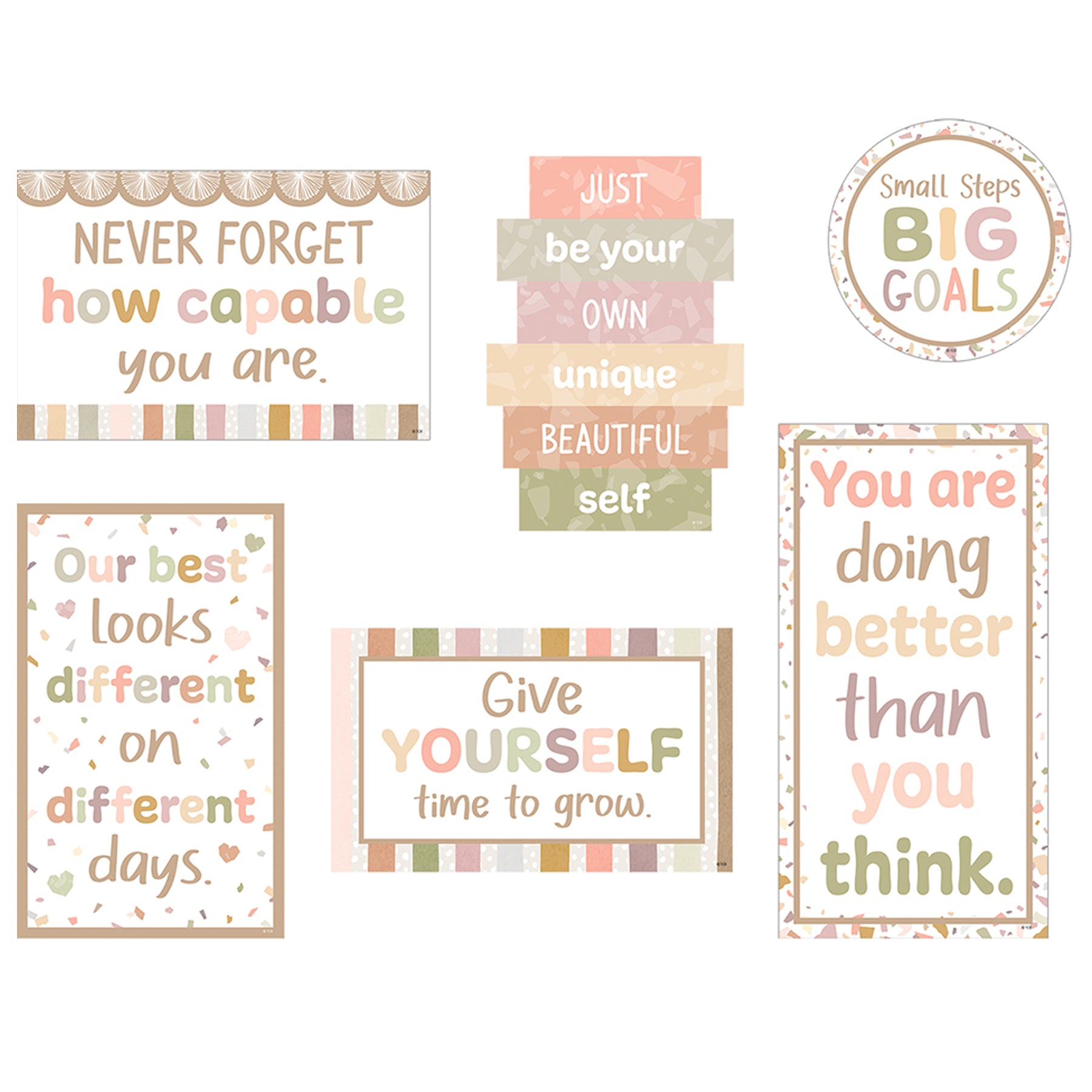 Terrazzo Tones Mini Bulletin Board Set, 18 Pieces