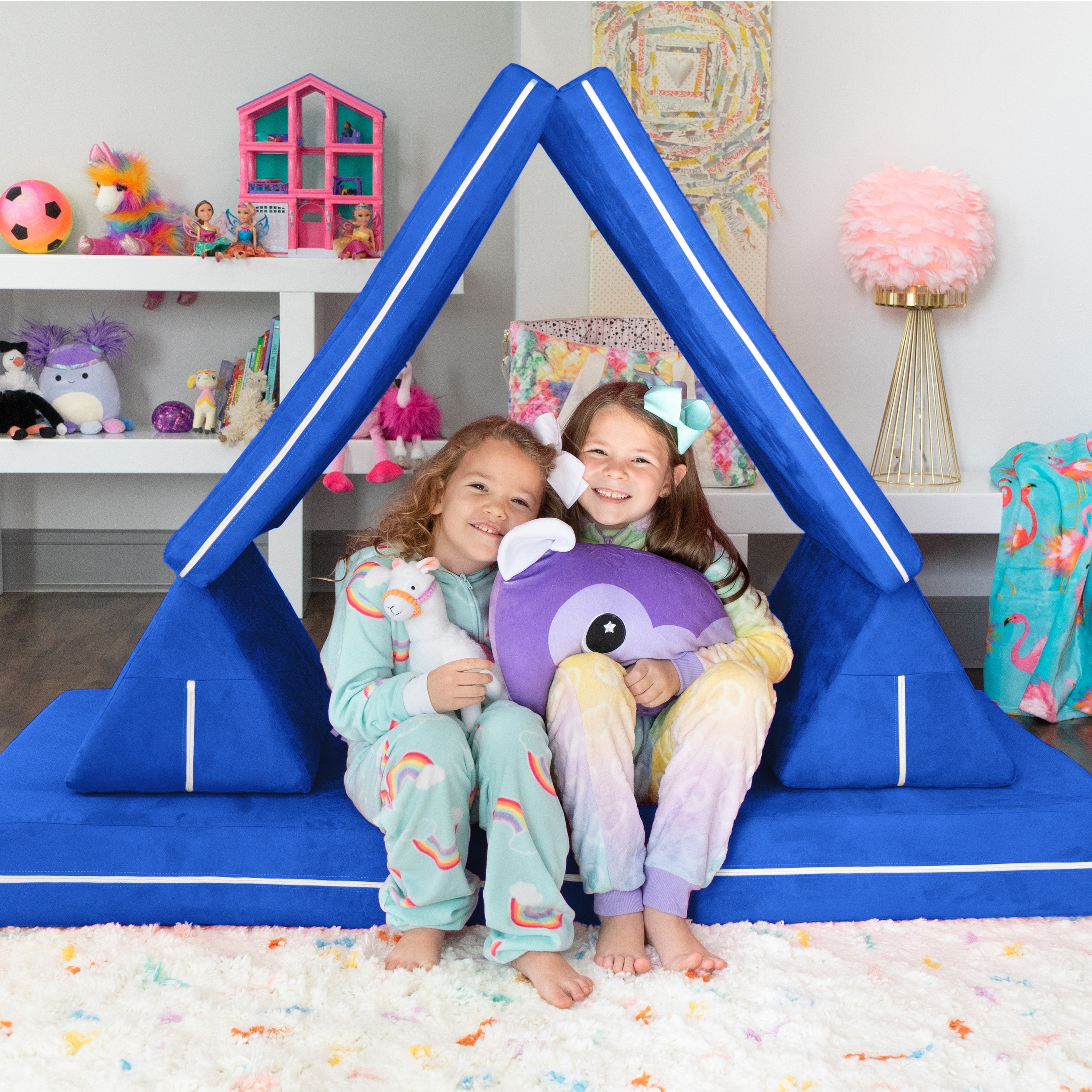 Jaxx Zipline Playscape Imaginative Furniture Playset for Creative Kids, Original Set, Blueberry