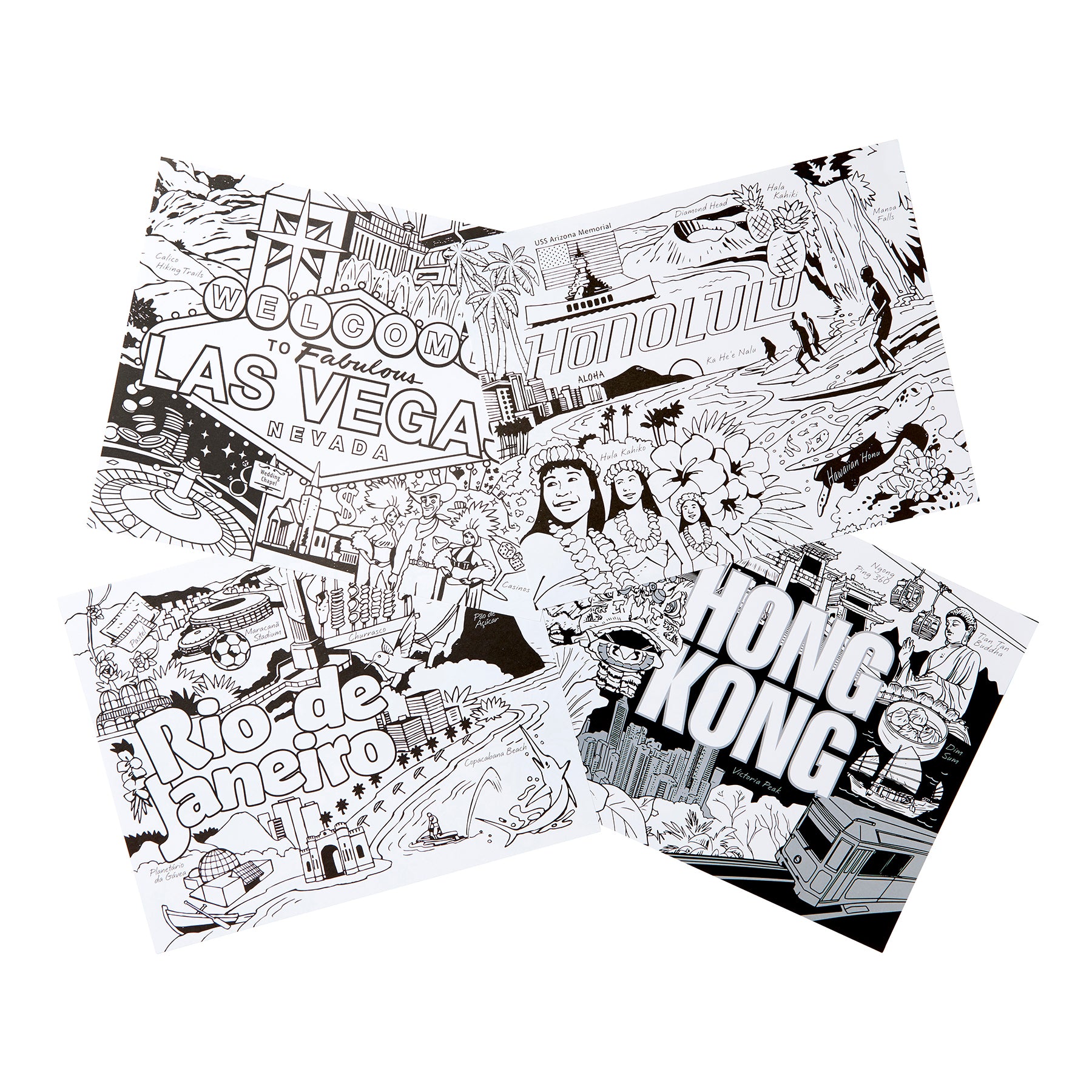 City Escapes Adult Coloring Book, City Coloring Pages, 40 Pages