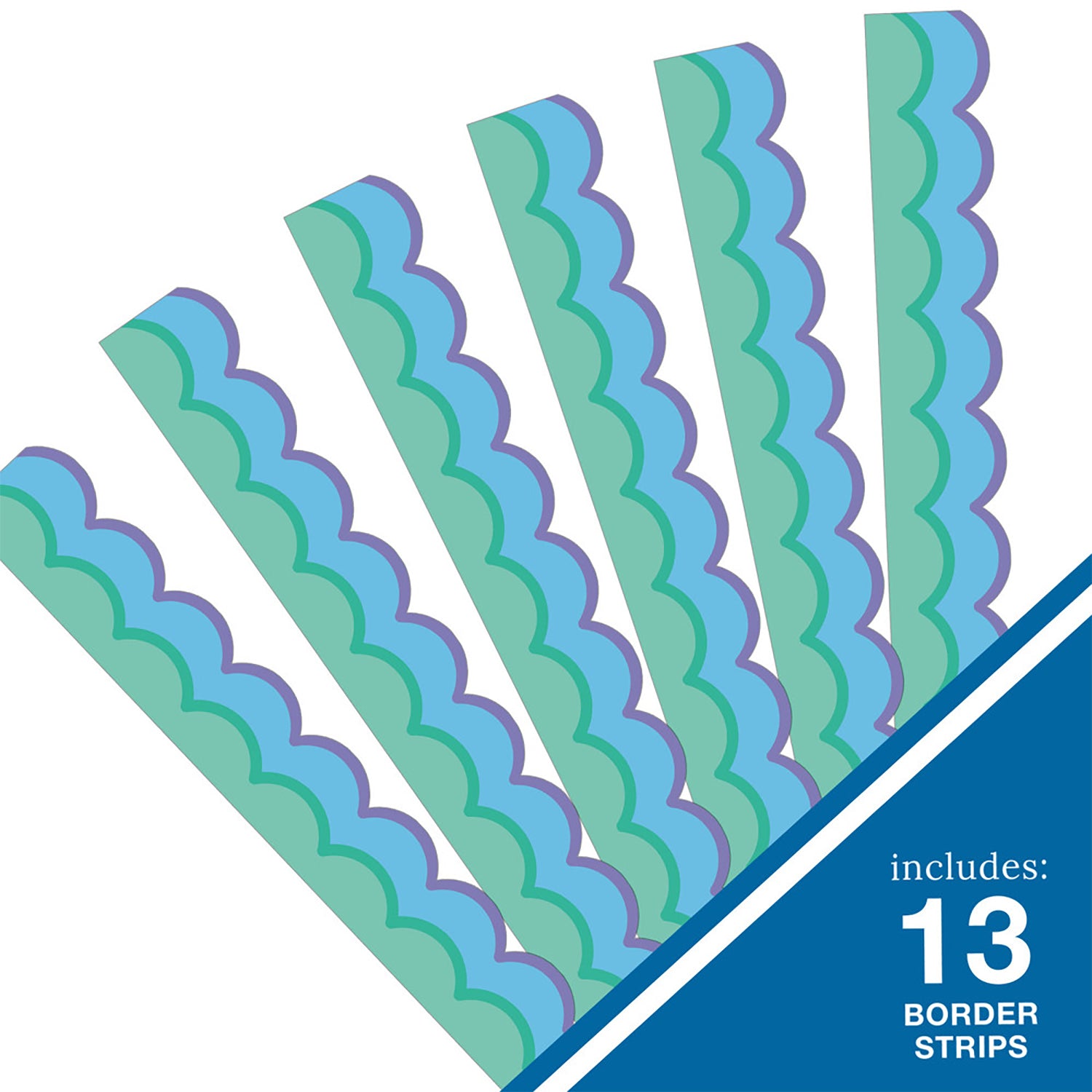 Happily Ever Elementary Retro Remix Cool Waves Scalloped Bulletin Board Borders, 39 Feeet
