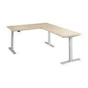 Bush Business Furniture Move 60 Series 60W Height Adjustable L Shaped Standing Desk in Natural Elm with Metallic Gray Base - 59.45" Width x 76.97" Depth x 27.44" Height