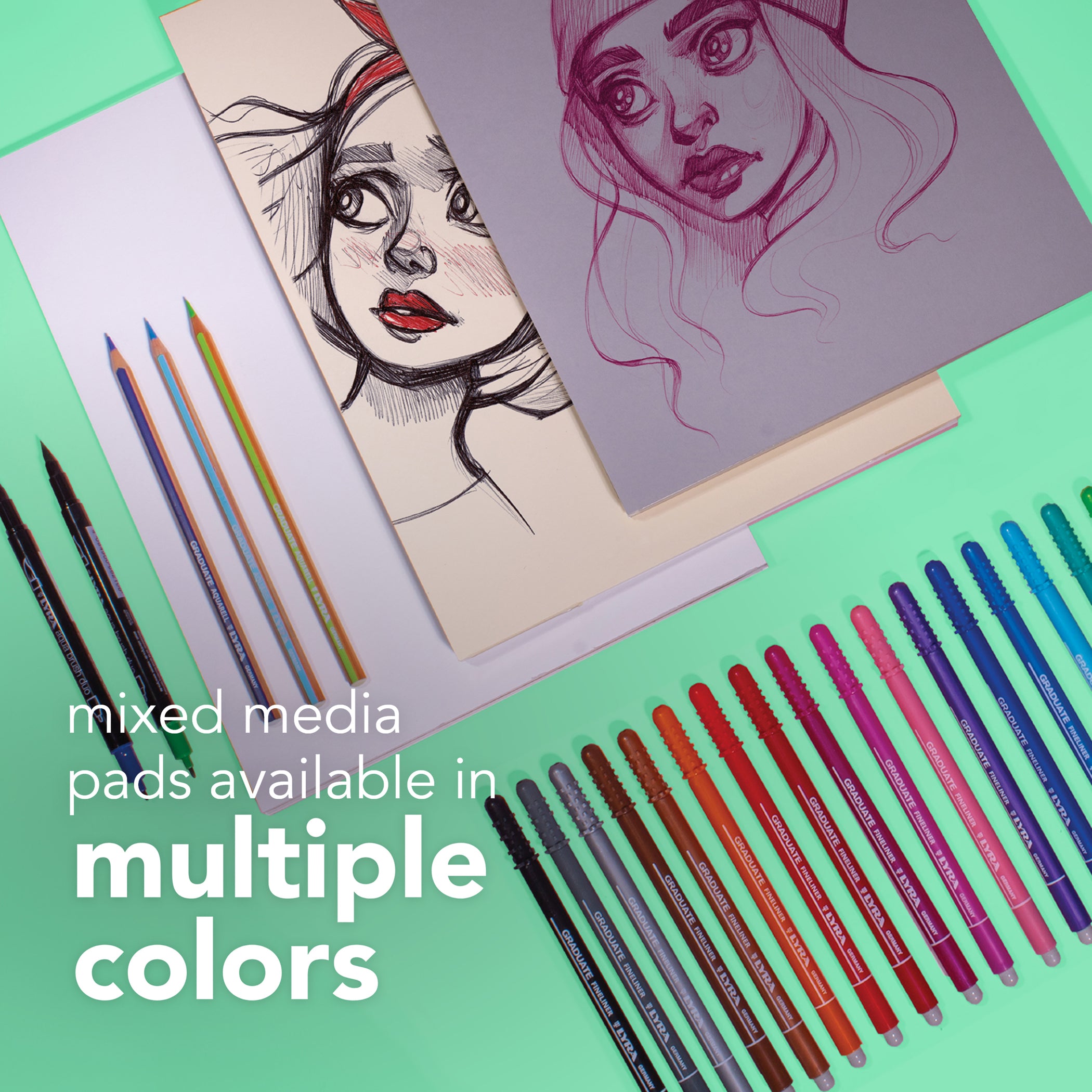 Graduate Mixed Media Pad, Black, Foldover Binding, 12 Sheet, 9x12 inch, 1 Count