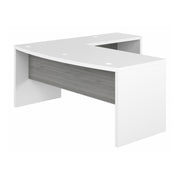 Bush Business Furniture Echo 72W Bow Front L Shaped Desk in Pure White and Modern Gray - 71.97" Width x 77.32" Depth x 30" Height