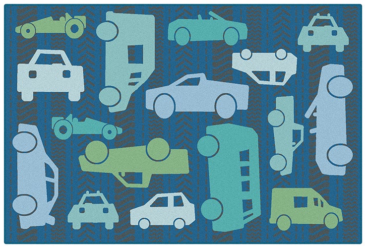 All Autos Playroom Value Rug - 3ft x 4ft 6in - Rectangle - Blue