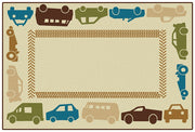 All Autos Border Playroom Value Rug  - 4ft x 6ft - Rectangle - Tan