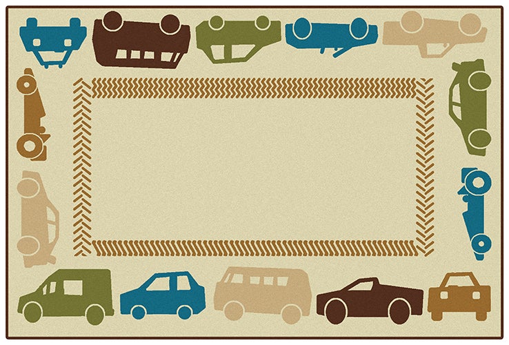 All Autos Border Playroom Value Rug  - 4ft x 6ft - Rectangle - Tan