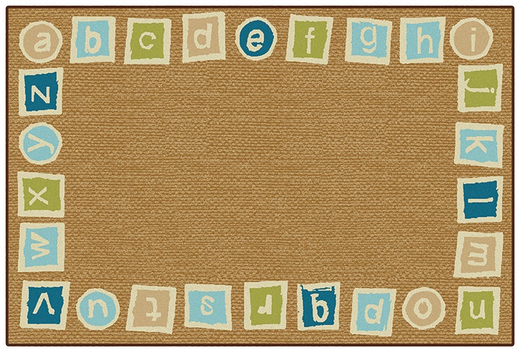 Alphabet Blocks Nature Colors Border Rug - 3ft x 4ft 6in - Rectangle - Brown