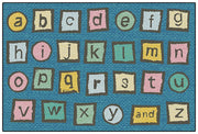 Alphabet Blocks Tranquil Colors Value Rug  - 4ft x 6ft - Rectangle - Dark Blue