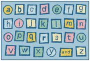 Alphabet Blocks Tranquil Colors Value Rug  - 4ft x 6ft - Rectangle - Light Blue
