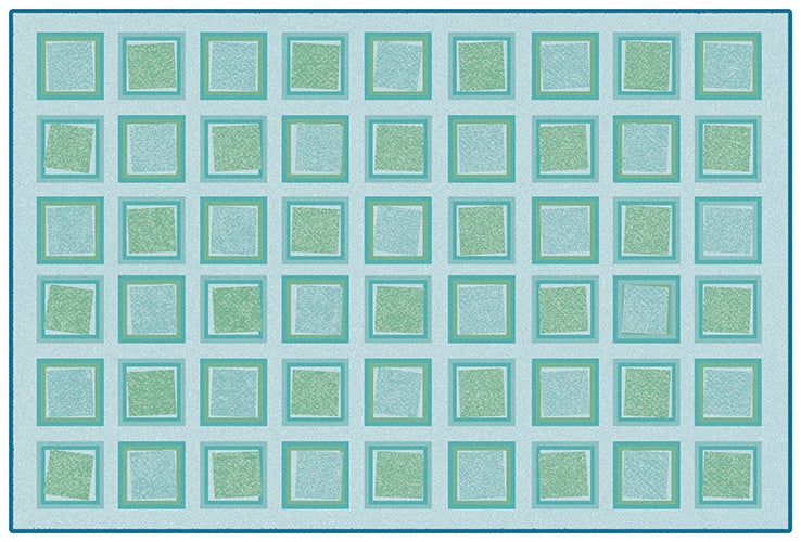 Squared Decorative Value Rug - 3ft x 4ft 6in - Rectangle Green - Light Green
