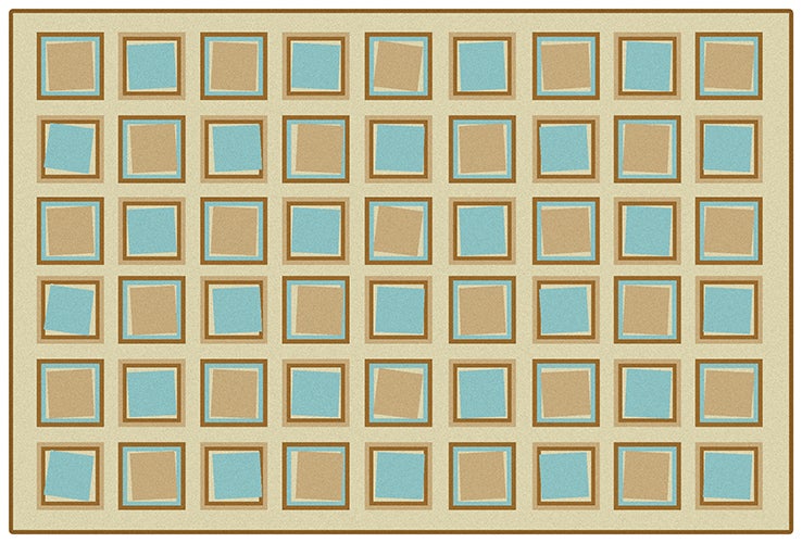 Squared Decorative Value Rug  - 4ft x 6ft - Rectangle - Tan