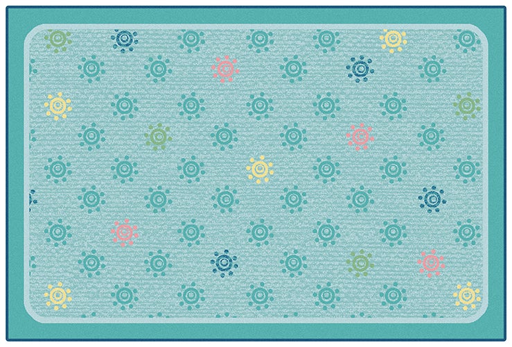Sunshine Flowers Value Rug - 3ft x 4ft 6in - Rectangle Mixed Blue - Light Blue