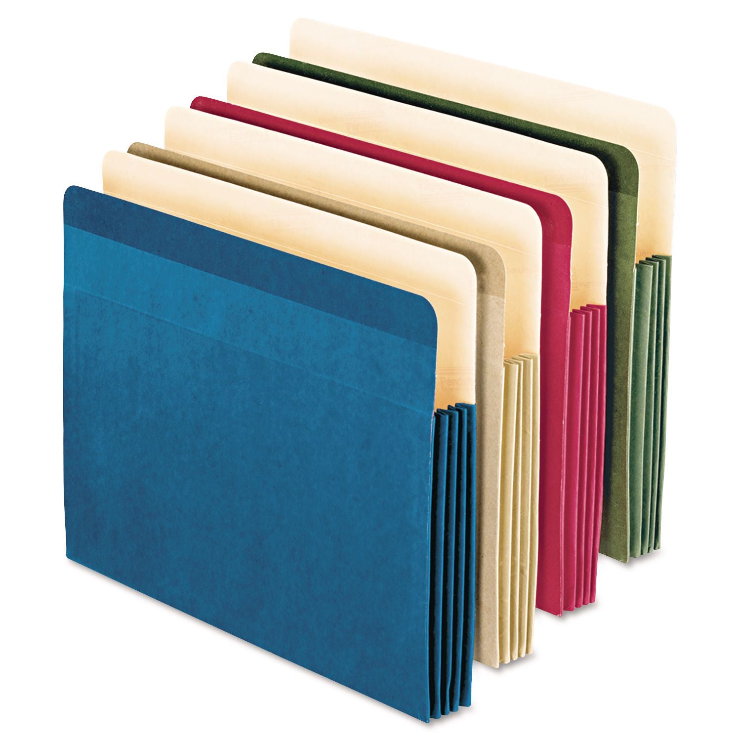 Pendaflex Letter Recycled File Pockets, 8.5" x 11", 3.5" Expansion, 700 Sheet Capacity, Reinforced Gusset, Assorted Colors (Blue, Red, Yellow, Green), 60% Recycled Fiber, 4 Pack