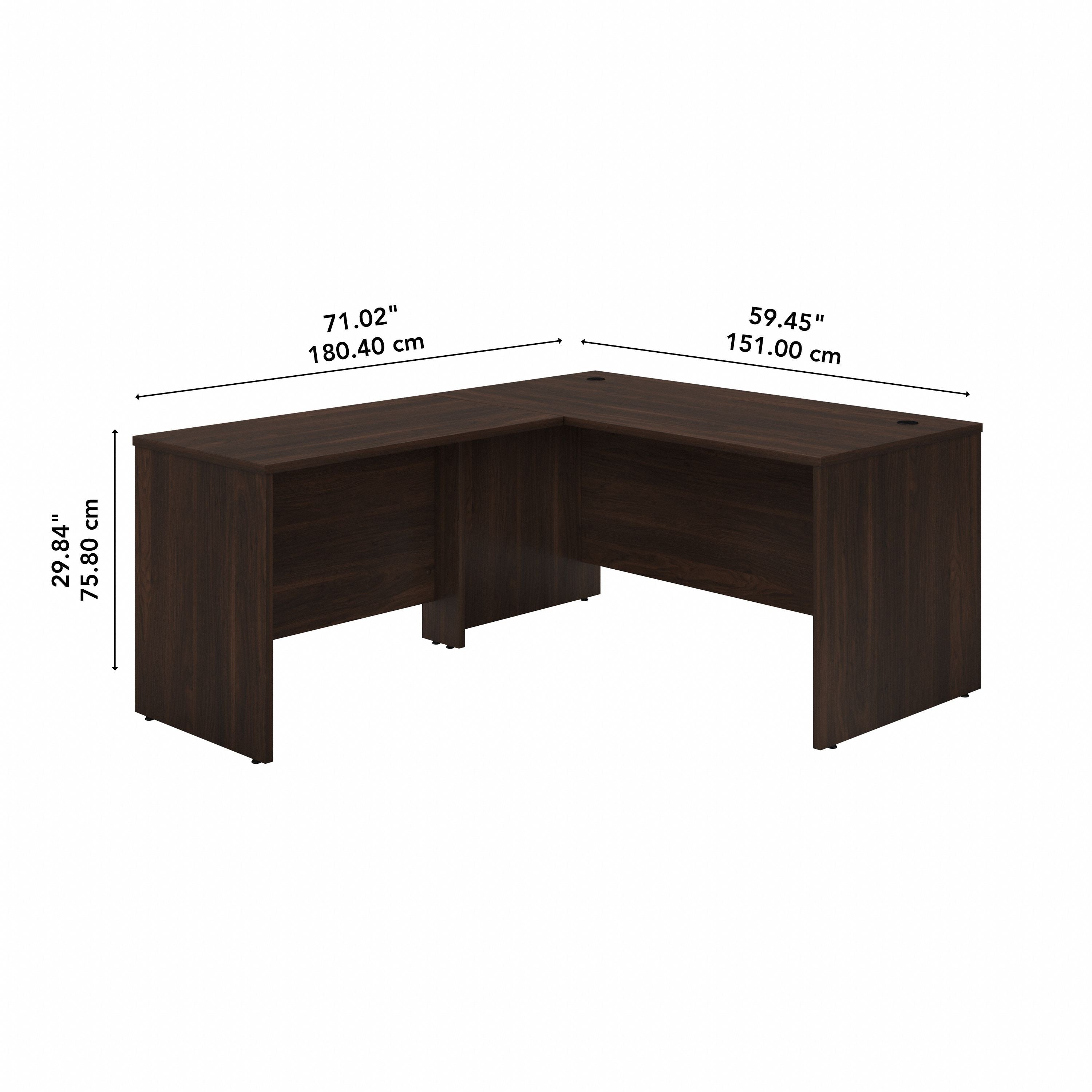 Bush Business Furniture Studio C 60W x 30D L Shaped Desk with 42W Return in Black Walnut - 59.45" Width x 71.02" Depth x 29.84" Height