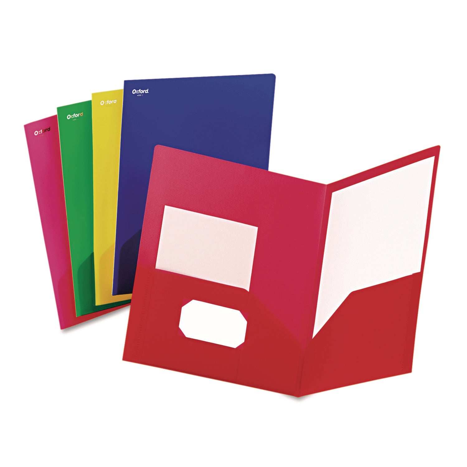 Oxford Letter Pocket Folder, 8.5" x 11", 2 Internal Pockets, Assorted Colors (Blue, Red, Pink, Green, Yellow), Translucent, Durable, Tear & Moisture Resistant, 25/Box