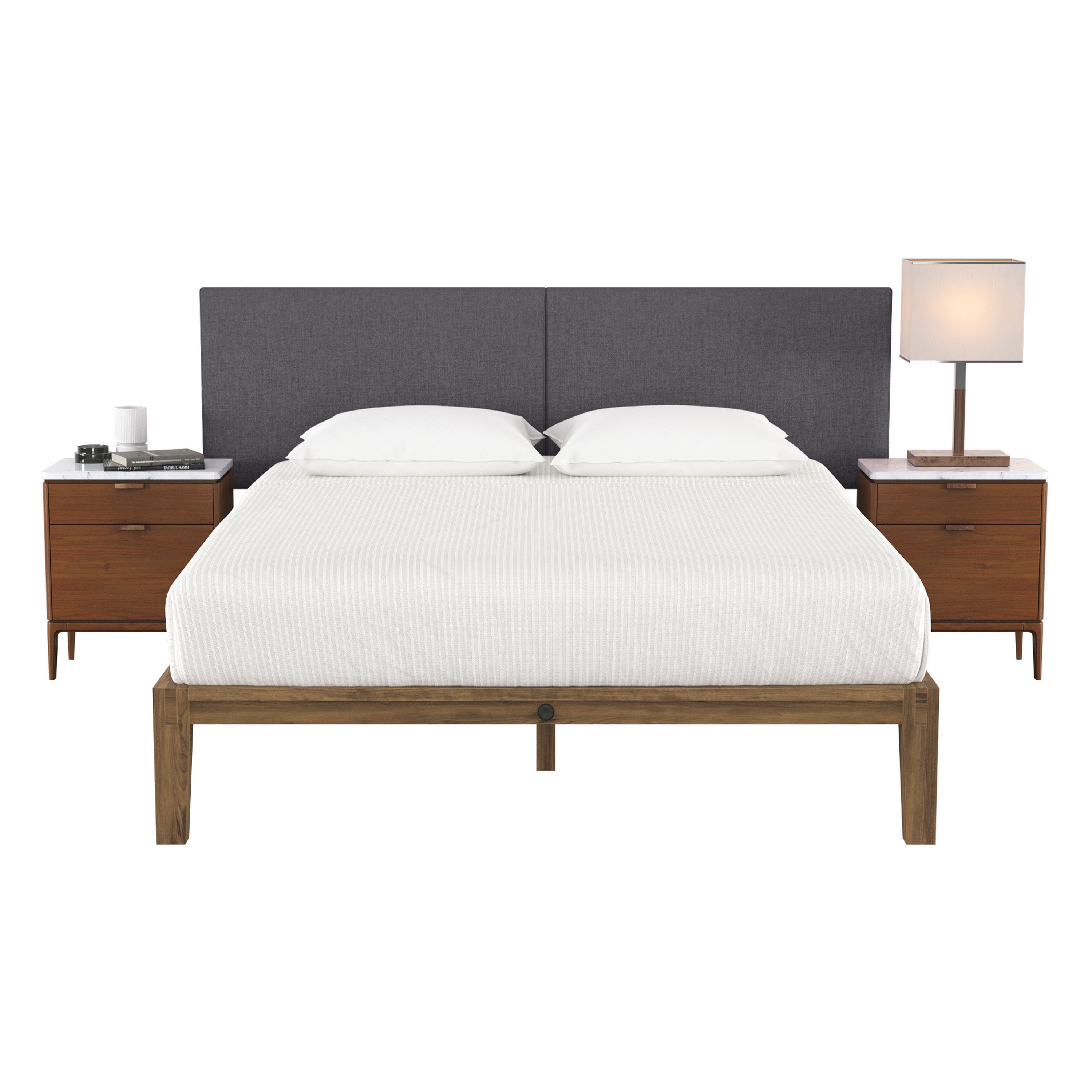 Jaxx Panelist Modern Padded Headboard- Set of 2 Wall Mounted Panels (Each 22.5" x 38")- King Double Tall, Microvelvet Charcoal