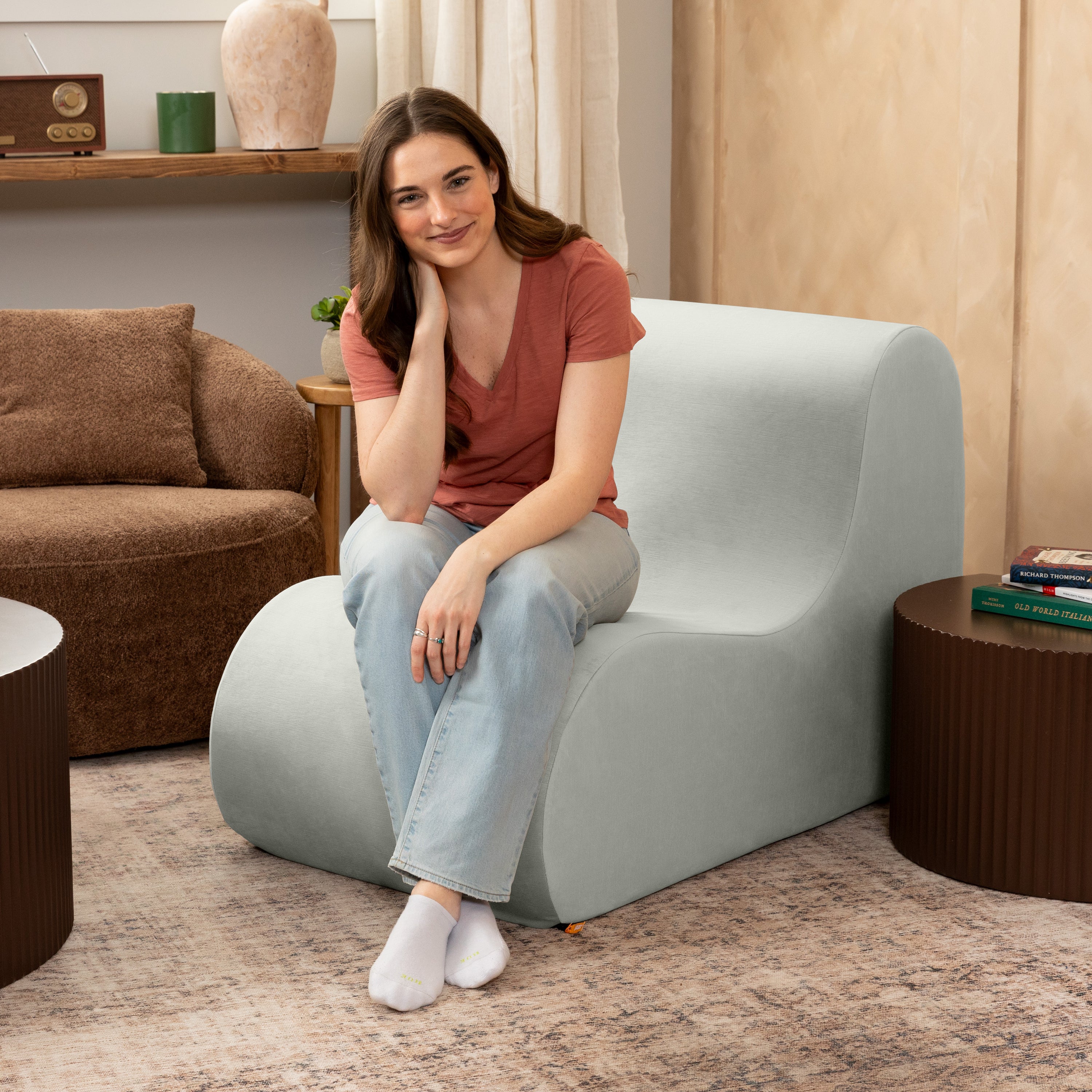 Jaxx Uptown Large Modern Armless Accent Chair, Ice