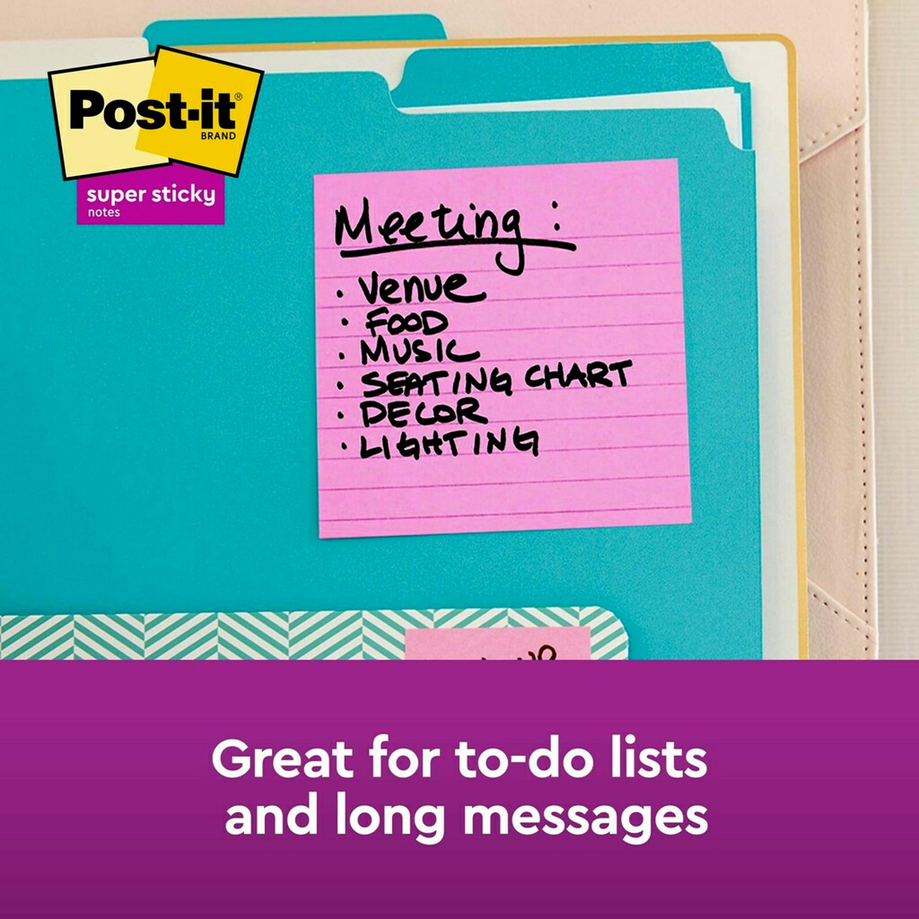 Super Sticky Notes, Energy Boost Collection, 4" x 4" Lined, 90 Sheets/Pad, 6 Pads