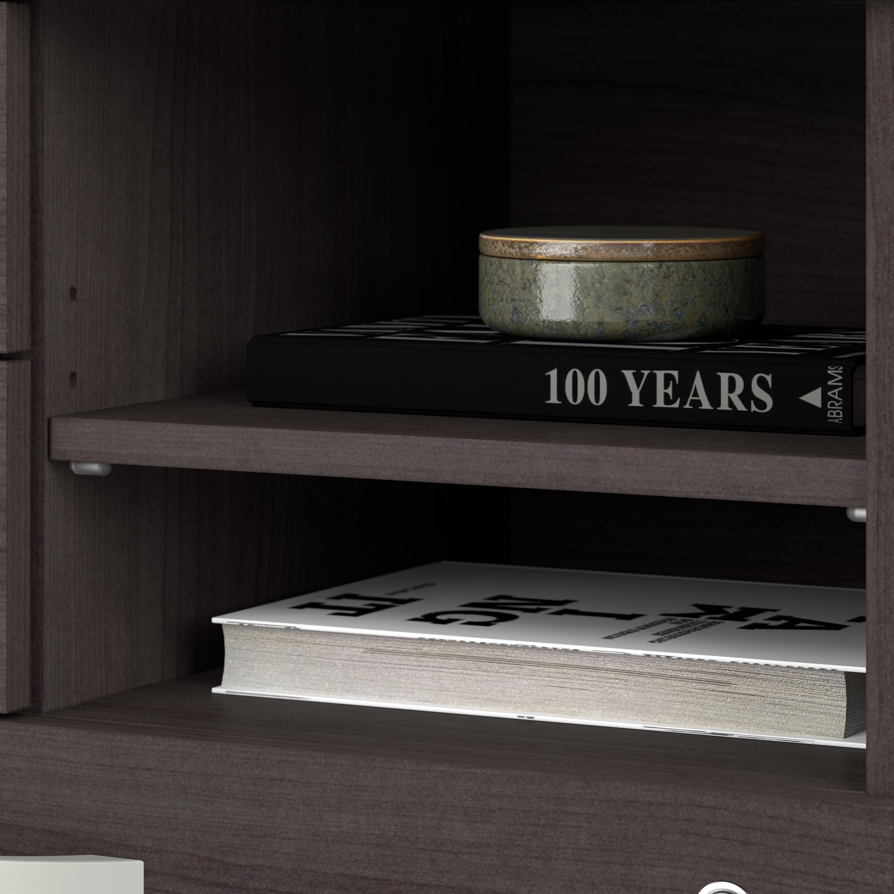 Bush Business Furniture Studio C Office Storage Cabinet with Drawers and Shelves in Storm Gray - 29.72" Width x 16.93" Depth x 25.98" Height